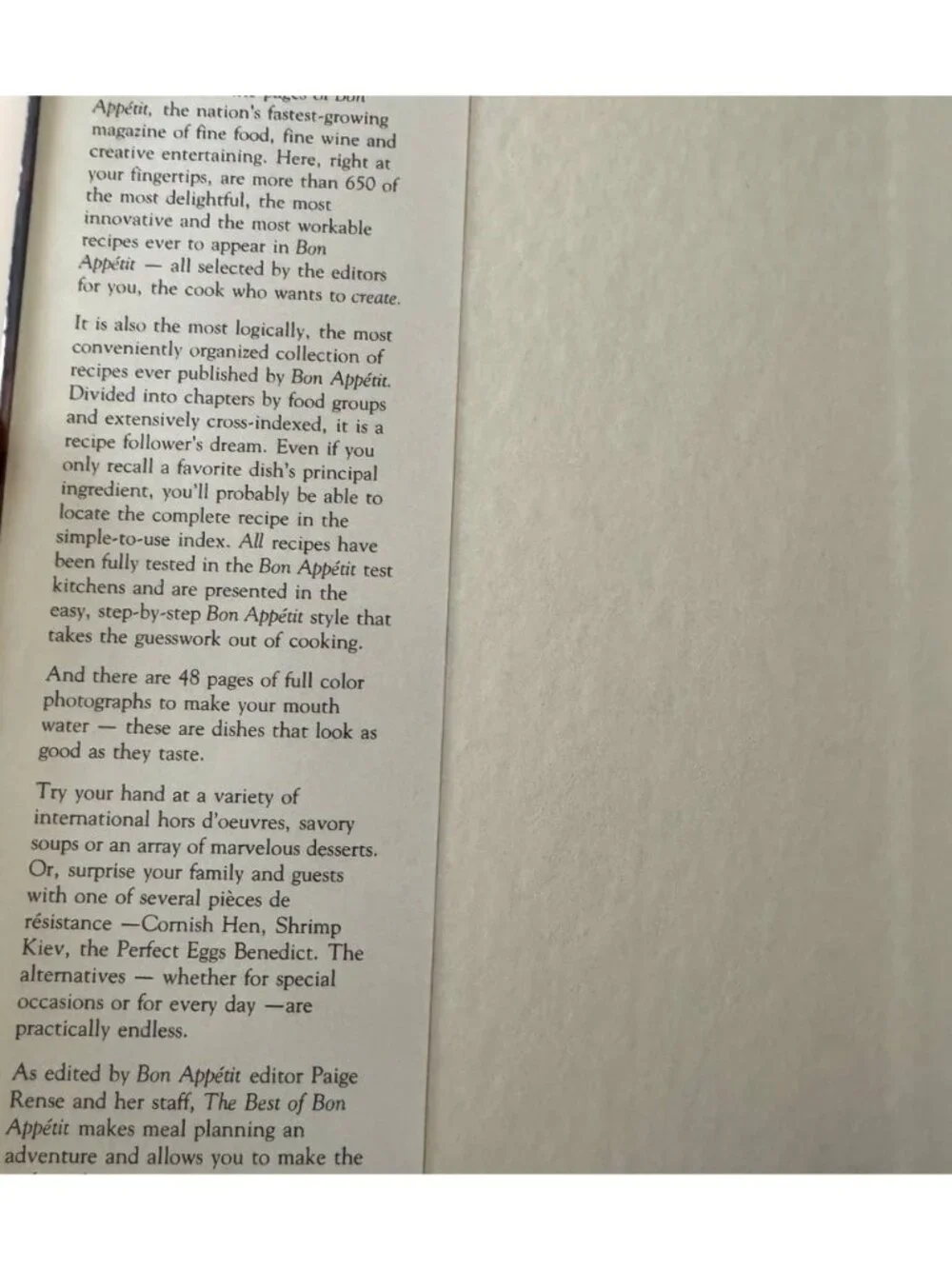 The Best Of Bon Appétit Hardcover First Edition Vintage Cookbook - 1979